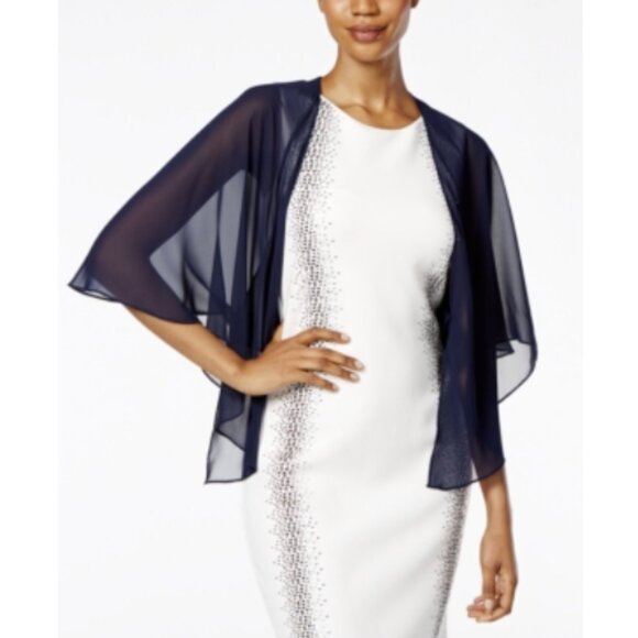 SLNY Jackets & Blazers - SLNY Fashions Sheer Capelet Shawl Navy S/M NWT
